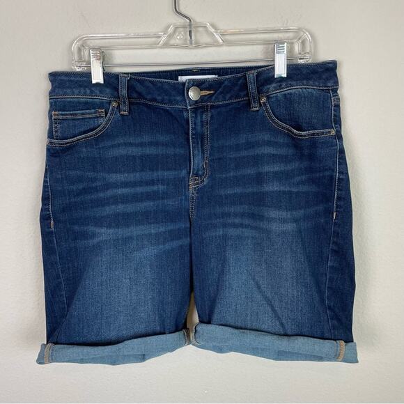 Lane Bryant Blue Denim Mid Rise Essential Stretch Bermuda Shorts 14 - Picture 2 of 5